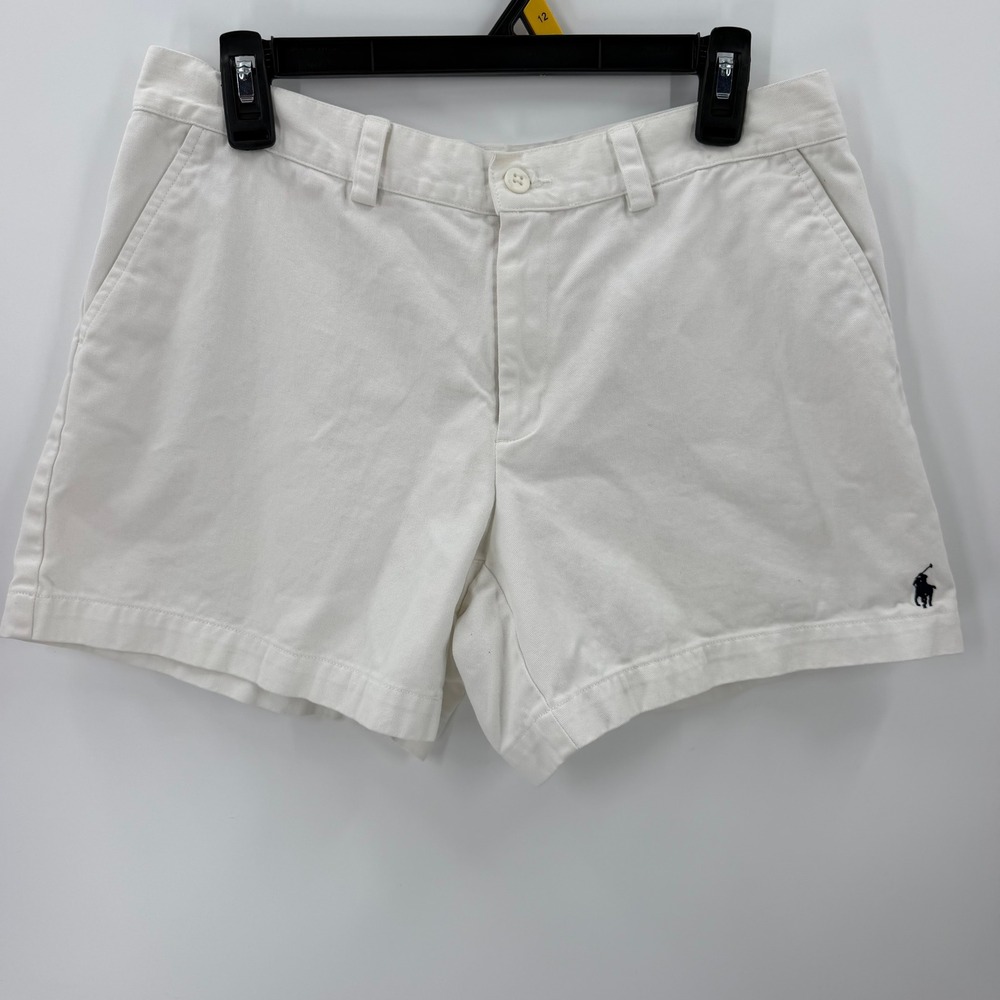 Ralph Lauren Sport Chino Shorts 8 White Embroidered Pony Preppy Classic - Picture 2 of 9